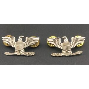 2x Korean War/Vietnam Era Sterling US Army Colonel Rank Shoulder Insignia Pins